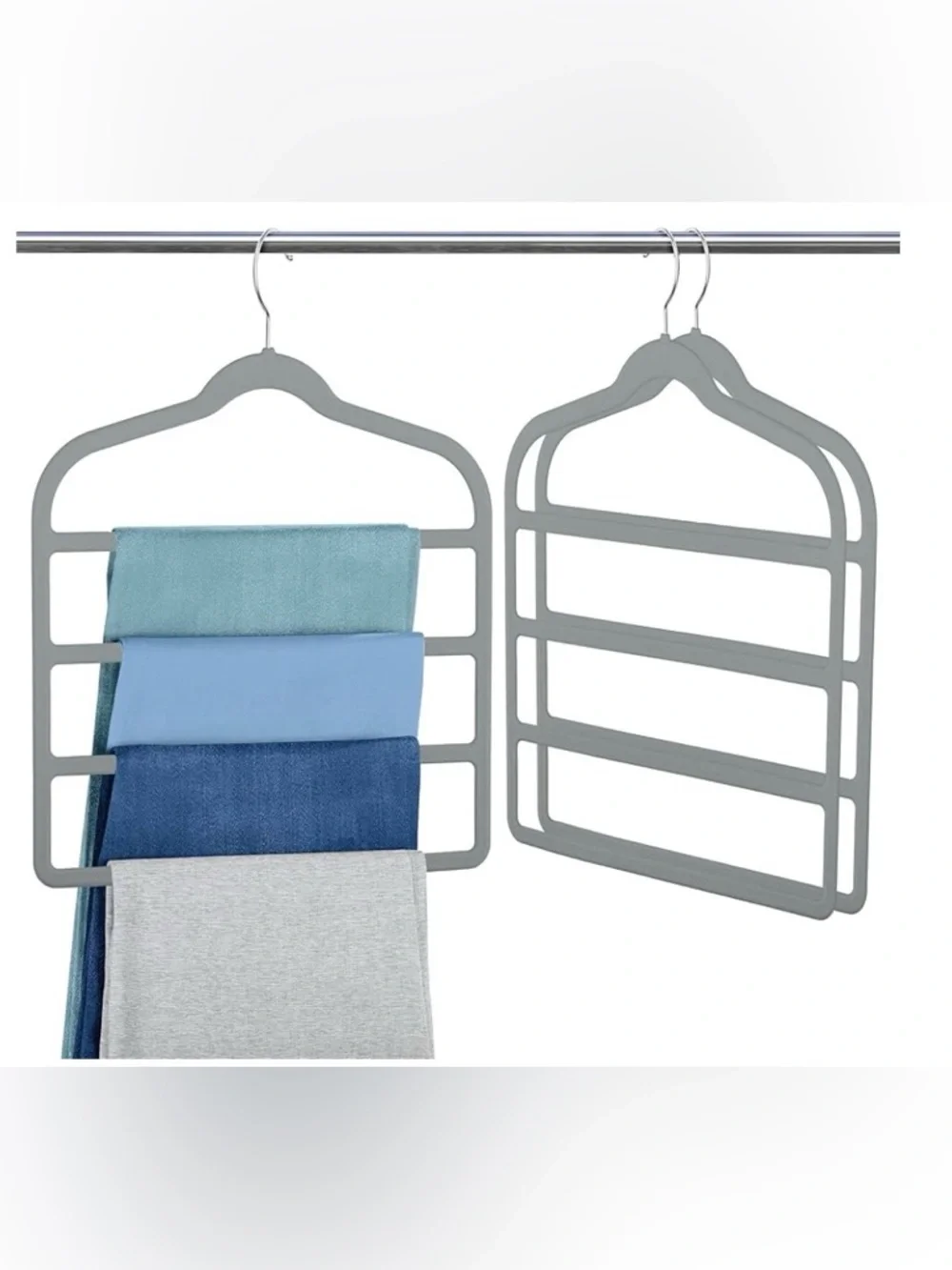 2pk Multi-Tier Gray Scarf & Tie Hanger - Space-Saving Closet Organizer NWT